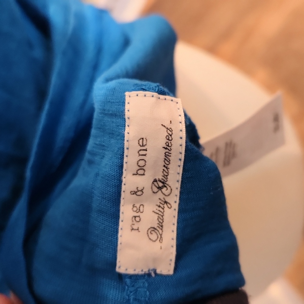 rag & bone Pima Cotton Vibrant Blue Short Sleeve Tee - Picture 6 of 7